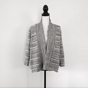 Alfred Dunner cardigan gray+white petite medium